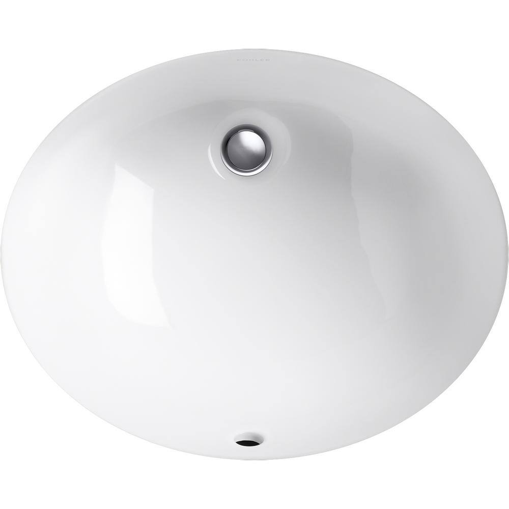 White Ceramic Oval Undermount Bathroom Sink