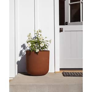 Patina 15 in. Round Rust Color Plastic Planter