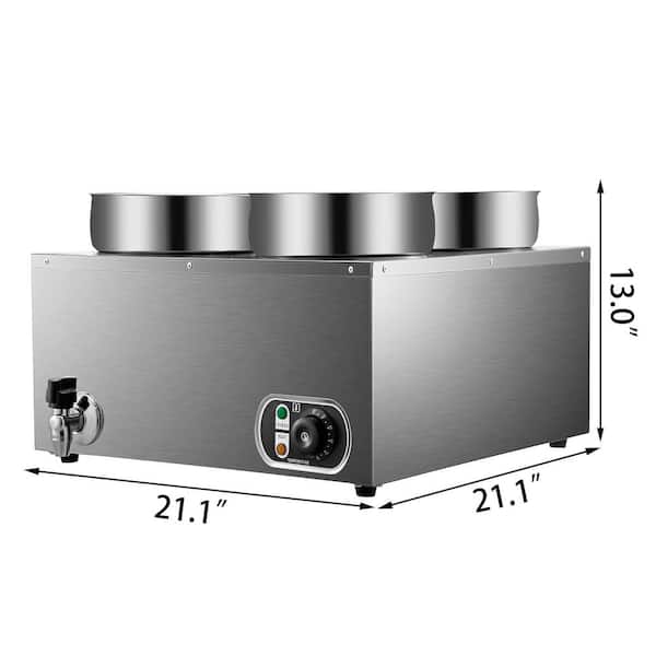 VEVOR Electric Soup Warmer Four 7.4 qt. Stainless Steel Round Pot 86 to  185°F Adjustable Temp 1500-Watts Commercial Bain Marie BW474QT1500W4FX59V1  - The Home Depot