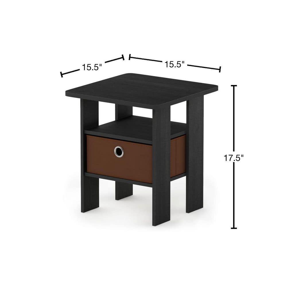 Americano Medium Brown Square End Table with Fabric Storage Bin