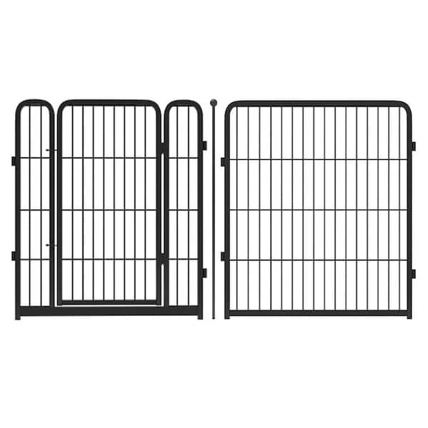 32 Inch 6 Panels Indoor Dog Playpen Stress-Free Safe Play Semi-Open Expandable Design Black Sturdy Build Steel