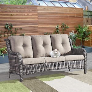 Carolina Gray Wicker Outdoor Couch with Gray Cushions