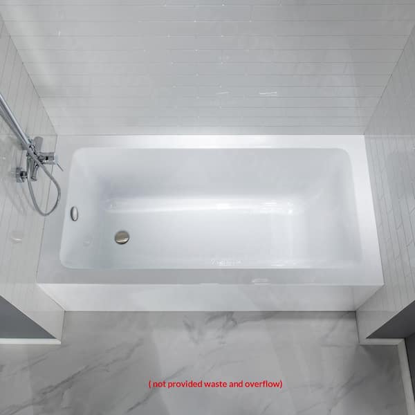 WOODBRIDGE Homi 60 in. x 30 in. Acrylic Soaking Alcove Rectangular Bathtub with Left Drain and Overflow Holes in White
