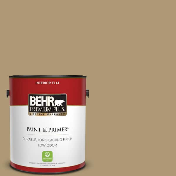 BEHR PREMIUM PLUS 1 gal. #ICC-78 Earthenware Flat Low Odor Interior Paint & Primer