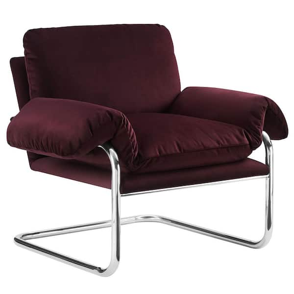 MODWAY Ansel Performance Velvet Accent Chair in Mulberry EEI-7181
