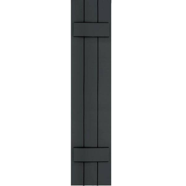 Winworks Wood Composite 12 in. x 55 in. Board & Batten Shutters Pair #632 Black