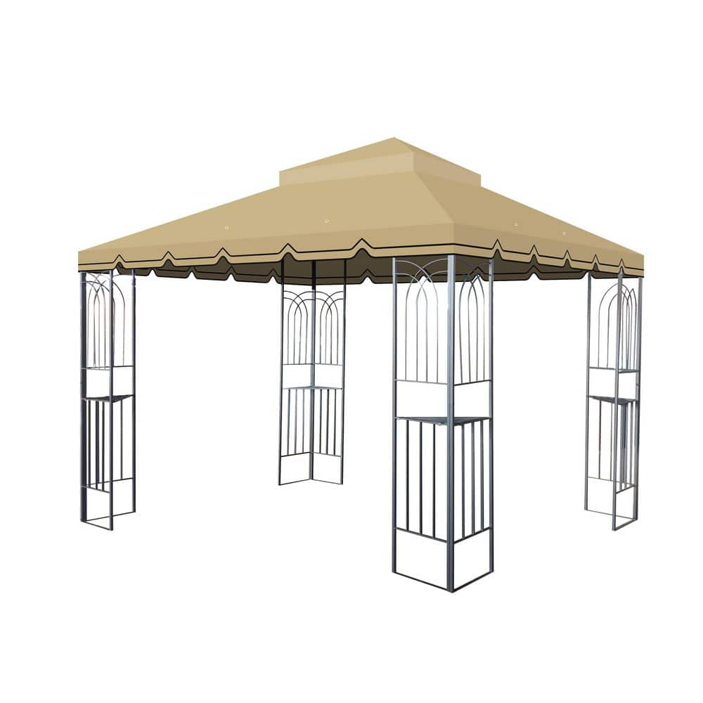 10 x 10 ft. Khaki Polyester Patio Gazebo Replacement Canopy, 2-Tier Tent Roof Top with Great Wall Border (Cover Only) price history on PriceWatchPro