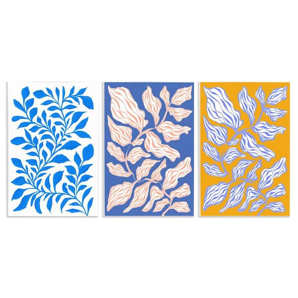Stupell Industries Boho Leaf Patterns by Martina Pavlova 3 Pieces Unframed Nature Graphic Art Print 15 in. x 10 in.
