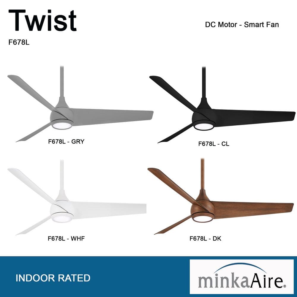 52'' Gray Steel LED Smart Ceiling Fan with Remote Control