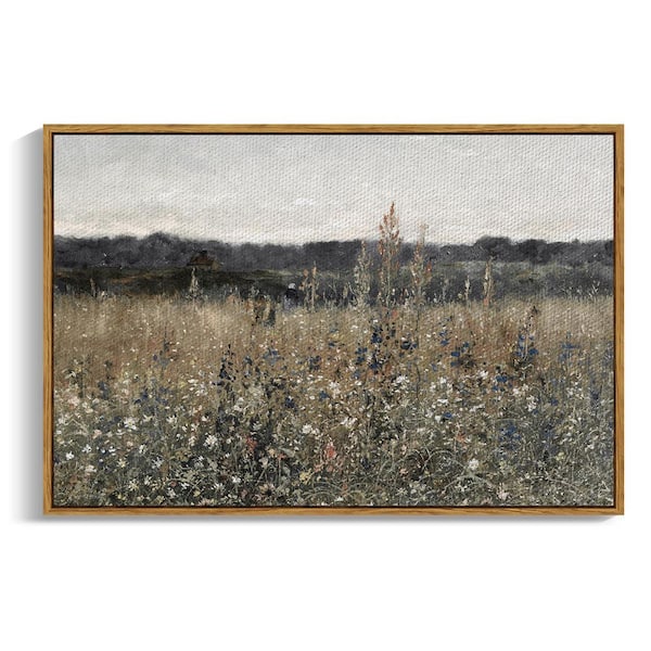 Angel Sar 24 in. x 36 in. Champ Fleuri Modern Farmhouse Cottagecore Framed Canvas Wall Art for Living Room and Office