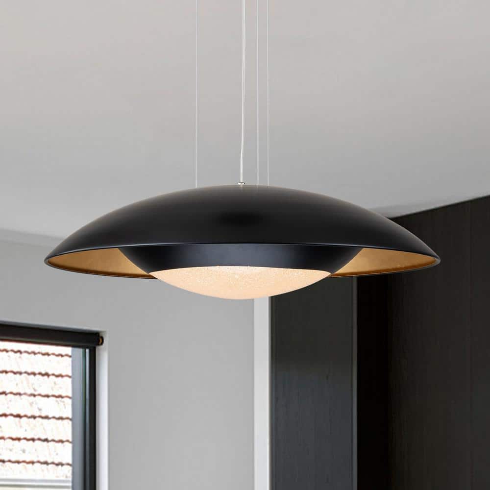 Y'INSP 33-Watt 1-Light Black Modern Saucer UFO Integrated Y'INSP 33-Watt 1-Light Black Modern Saucer UFO Integrated