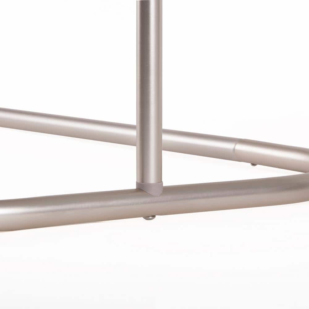 Extra Large Nickel Aluminum Oval Shower Rod with White Curtain