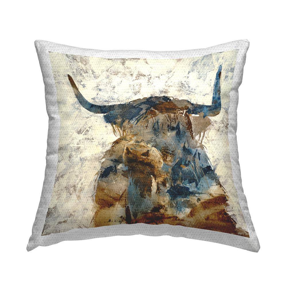 Abstract Farmhouse Longhorn Highland Cattle Animal Brown Square Outdoor Throw Pillow price history on PriceWatchPro
