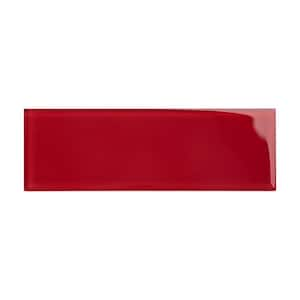 Subway Ruby Red 3 in. x 9 in. Glass Tile Sample