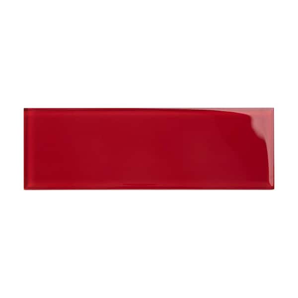 Giorbello Subway Ruby Red 3 in. x 9 in. Glass Tile Sample