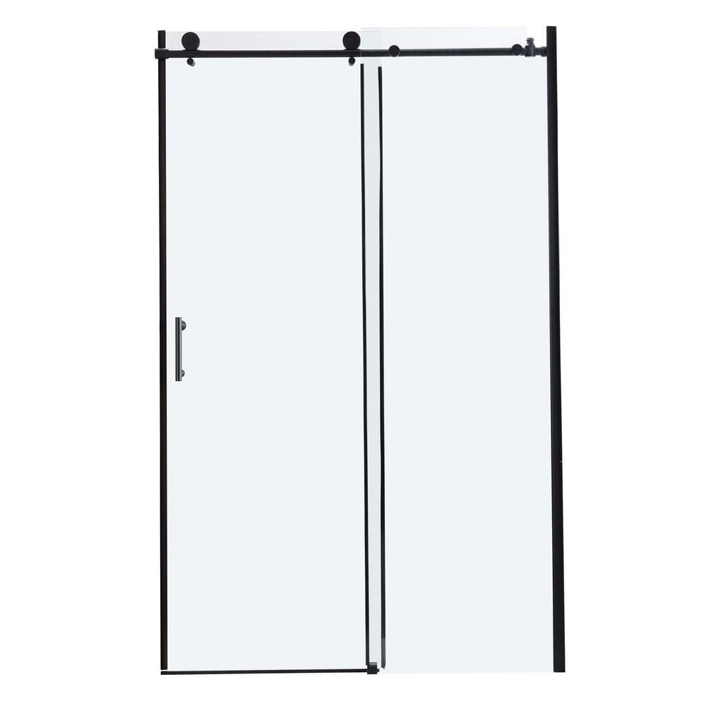 Sarlai 48 in. W x 72 in. H Sliding Semi-Frameless Shower Door in Matte ...