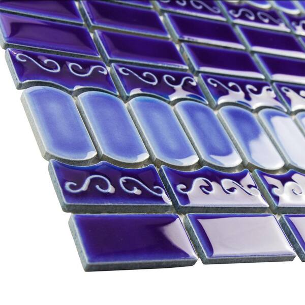 Merola Tile Modena Cobalt Blue 12 In X Porcelain Mosaic 10 69 Sq Ft Case Fkomod43 The Home Depot Merola Tile Modena Cobalt Blue 12 In X