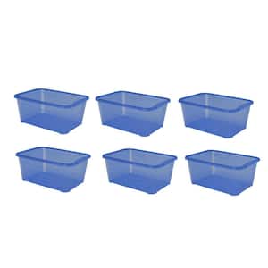 5.5 Qt. Rectangular Blue Plastic Protective Storage Bin (6-Pack)