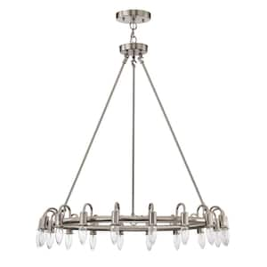 Vater 32 in. 18-Light Indoor Satin Nickel Finish Chandelier with Light Kit