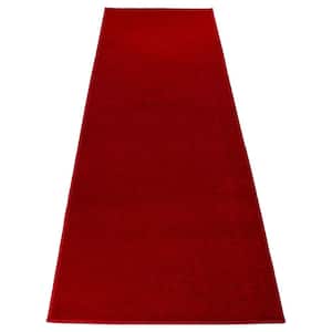 Solid Euro Red 31 in. x 14 ft. Your Choice Length Stair Runner