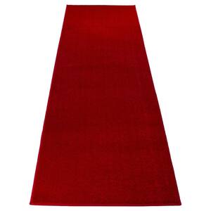 Solid Euro Red 31 in. x 27 ft. Your Choice Length Stair Runner