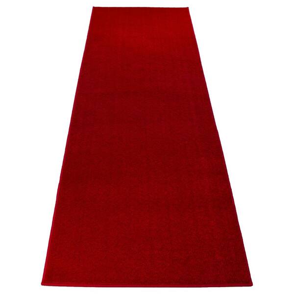 Unbranded Solid Euro Red 31 in. x 32 ft. Your Choice Length Stair Runner