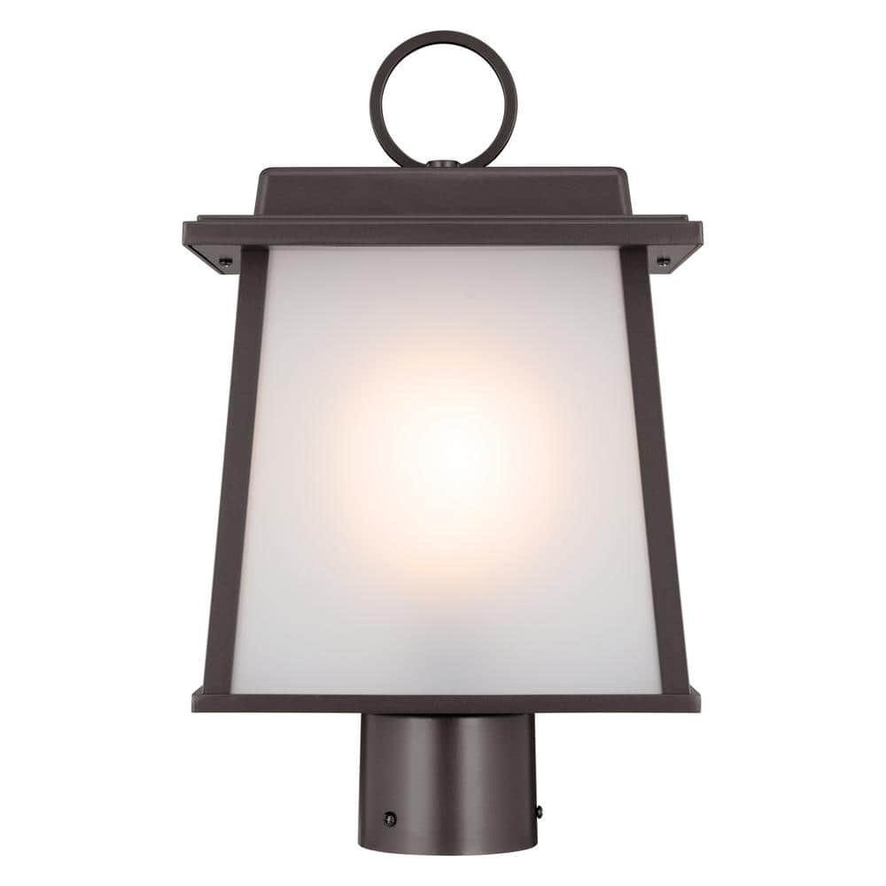 Olde Bronze Aluminum Outdoor Post Lantern with Etched Glass
