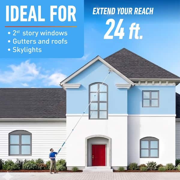 24 ft. Aluminum Telescoping Pole with Connect and Clean Locking Cone and Quick-Flip Clamps