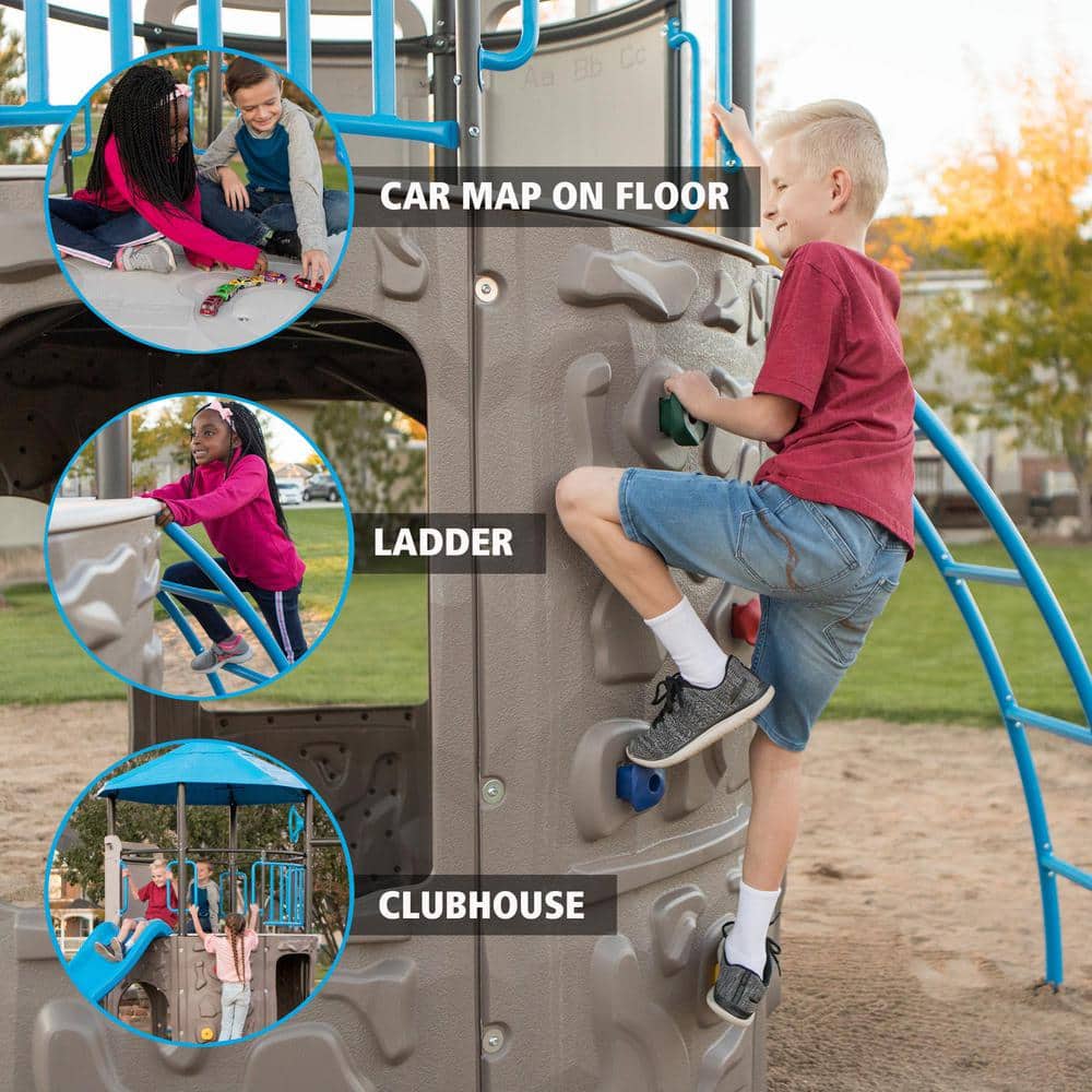 Blue and Gray Steel and Polyethylene Adventure Tower Playset