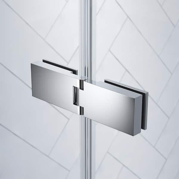Tampa 54 in. L x 32 in. W x 72 in. H Alcove Shower Kit with Pivot Frameless  Shower Door in Chrome and Shower Pan
