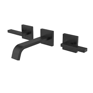 Lura 2-Handle Wall Mount Bathroom Faucet with Drain in Matte Black
