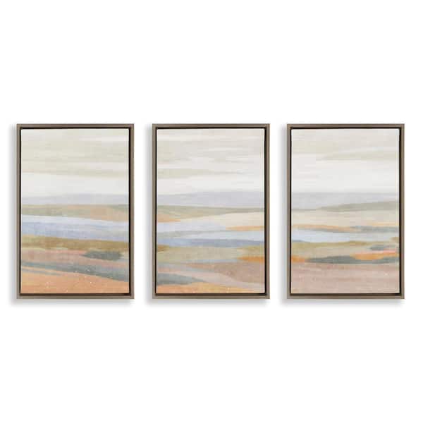 Stupell Industries Beachy Mellow Landscapes by Suzanne Nicoll 3 Pieces Brown Floater Frame Nature Graphic Art Print 31 in. x 21 in.