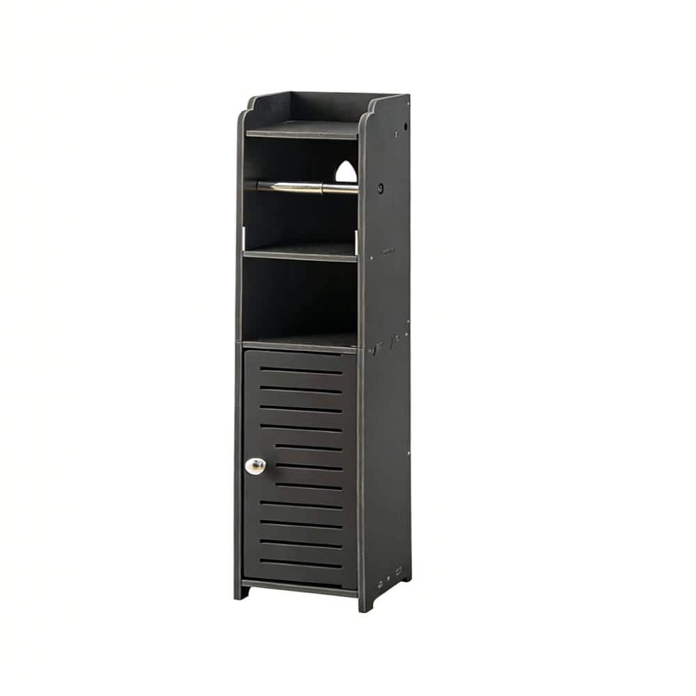 6.5 in. W x 33 in. H White Medicine Cabinet without Mirror with Freestanding No-Drill PVC Design