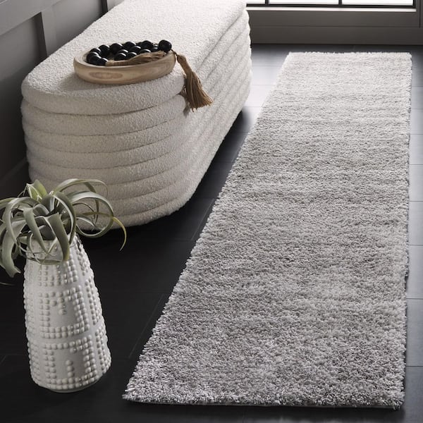 Tahoe Shag 2 ft. x 9 ft. Gray/Dark Gray Distressed Solid Runner Rug