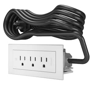 6 ft. Cord 15 Amp 3-Outlet radiant Recessed Furniture Power Strip, White