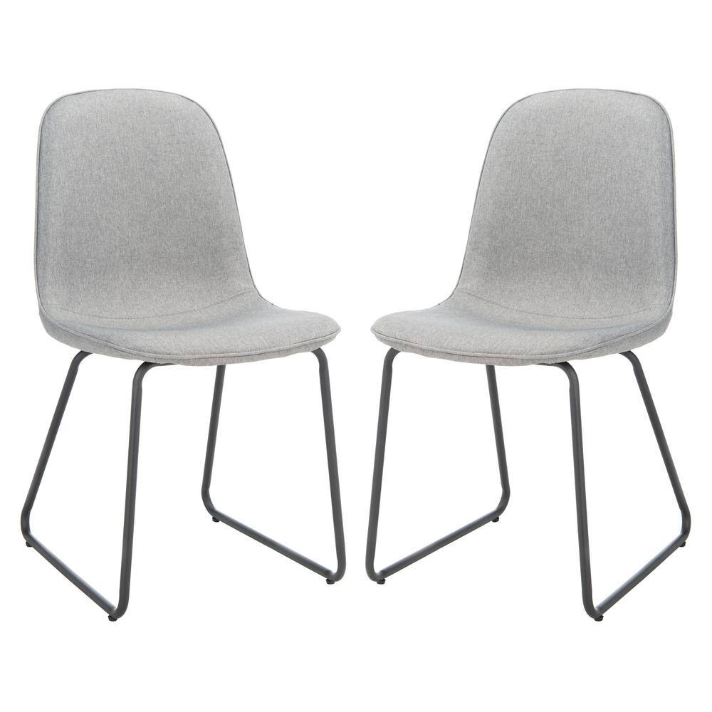 Makalu Grey Upholstered Dining Chair Set with Black Legs