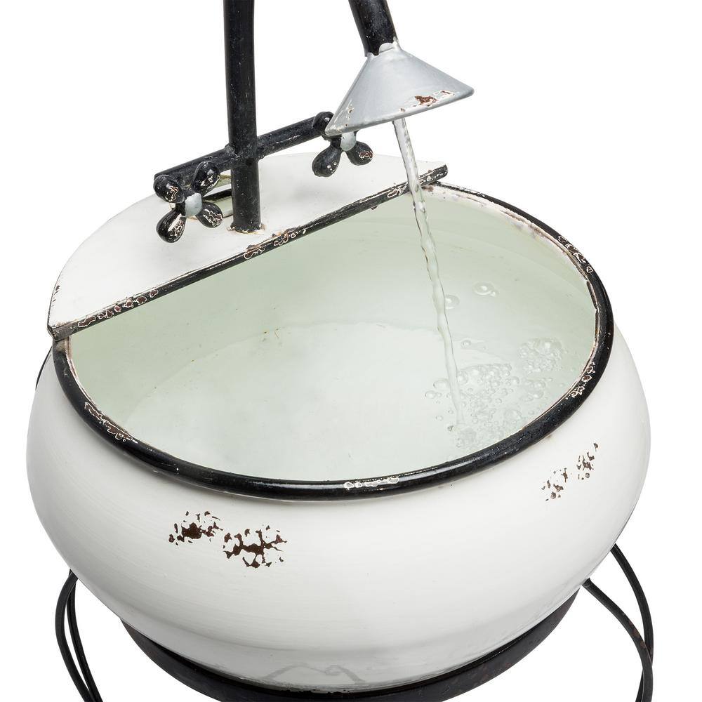 32" Black and White Metal Outdoor Sink Water Fountain