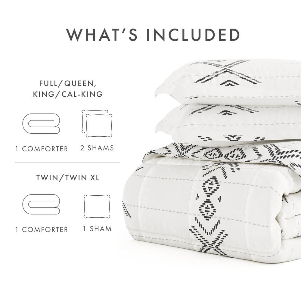 Gray and White Microfiber Down Alternative Full Comforter Set