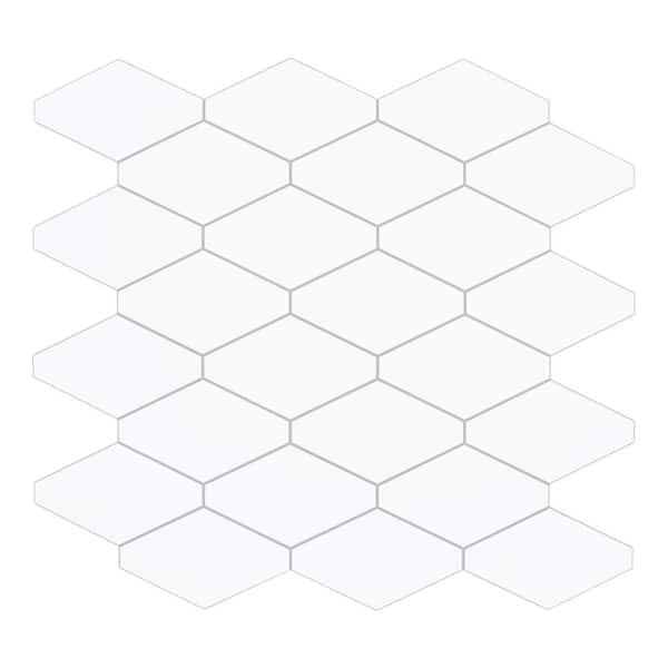sunwings White 11.3 in. x 11.1 in. Hexagon SPC Peel and Stick Backsplash Wall Tile (10-Pack)