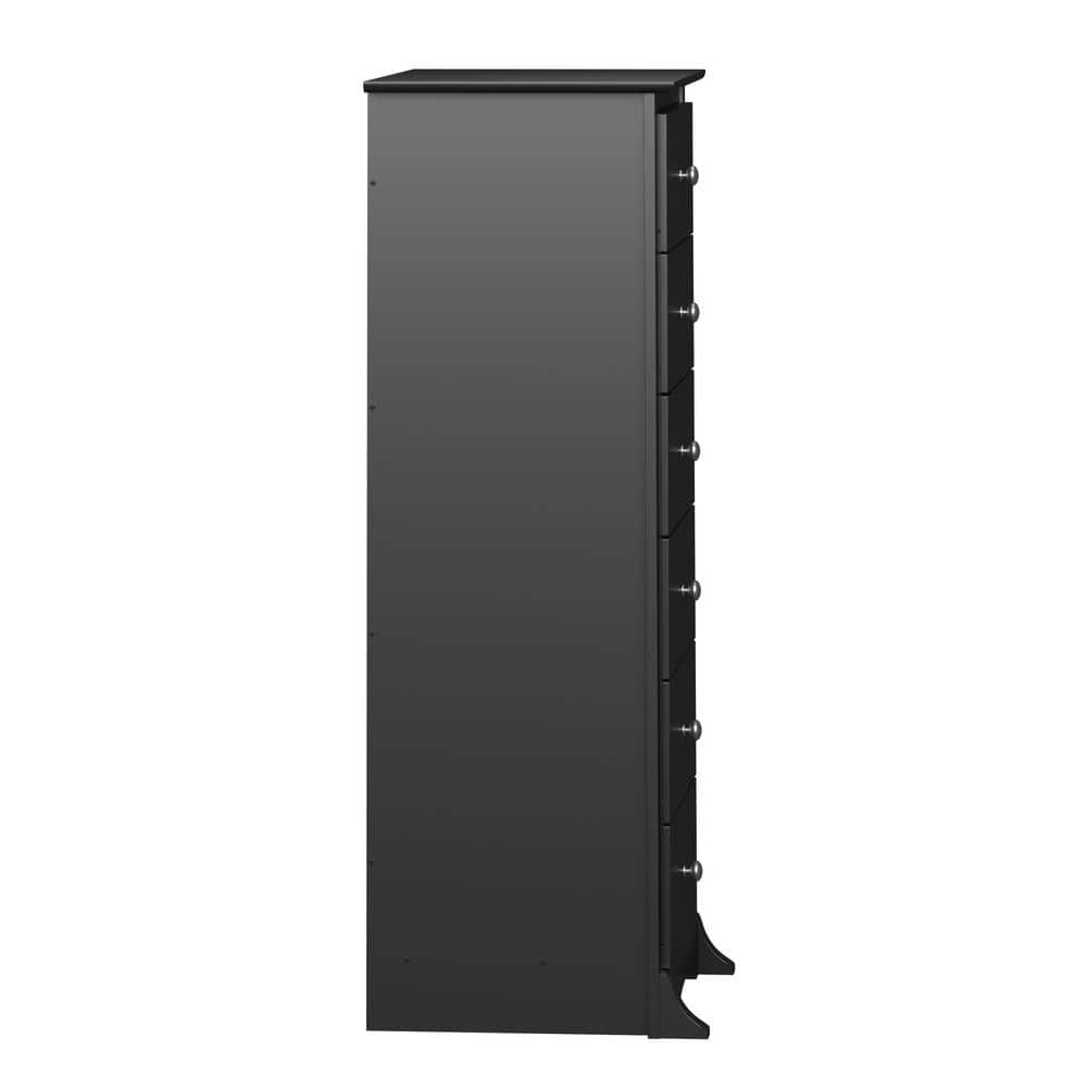 Black Vertical 6-Drawer Chest with Roller Glides