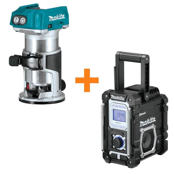 18V LXT Lithium-Ion Brushless Variable Speed Compact Router with Built-In LED Light w/ 18V LXT Bluetooth Job Site Radio