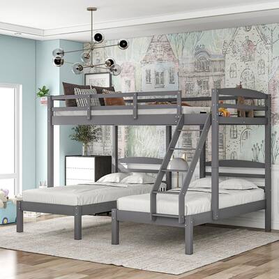 Gray Bunk Beds Kids Bedroom, Gray Full Over Bunk Bedside
