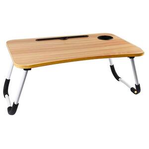 23.6 in. Oak Wood Laptop Tray Foldable Table Portable Laptop Desk