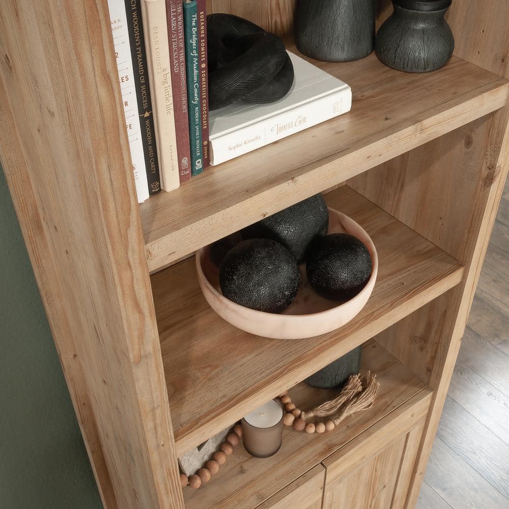 Khaki Pine Adjustable Kids Bookcase with Doors