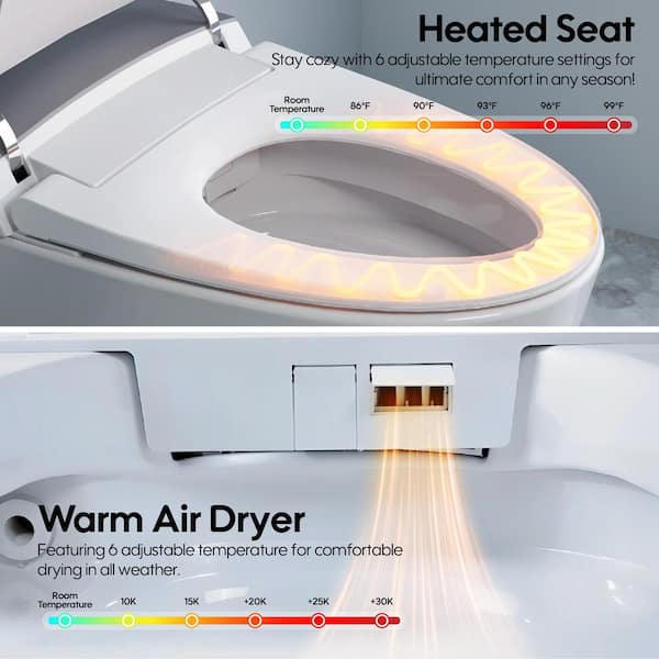 FORCLOVER Smart Dual Flush Elongated Toilet with Heated Seat & Dryer