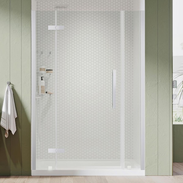 Ove Decors Tampa 54 in. L x 32 in. W x 72 in. H Corner Shower Kit with Pivot Frameless Shower Door in Chrome and Shower Pan