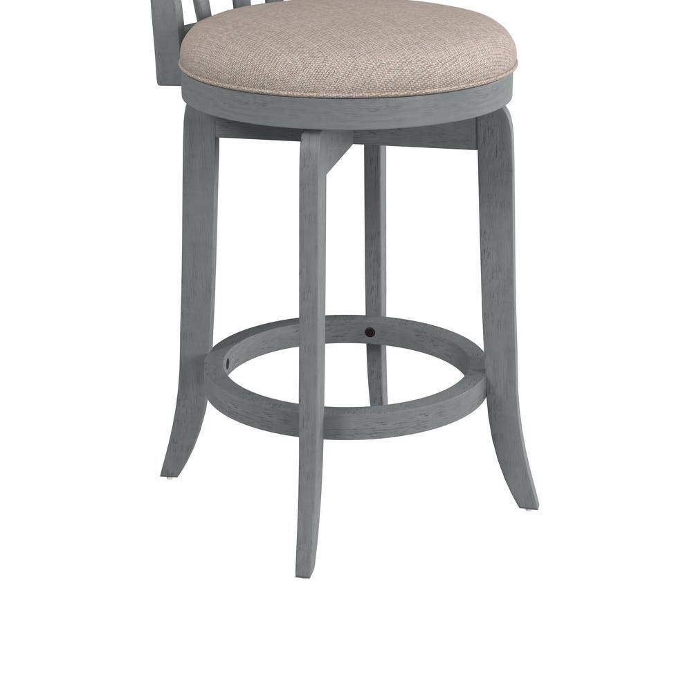 37" Blue Wire Brush Swivel Wood Counter Stool