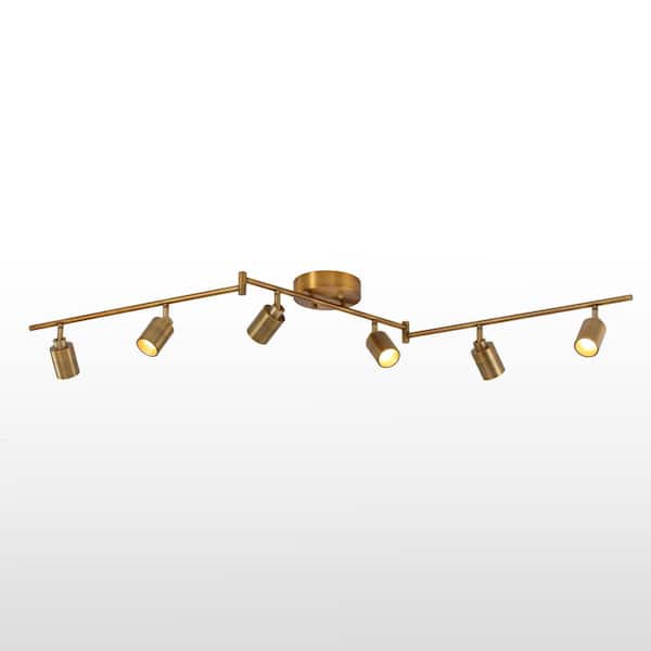 Vidalite Shura 6-Head LED Swivel Track Light, Directional Spot Lights, Dimmable - Brushed Brass