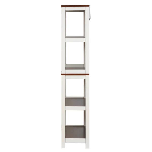 LuxenHome 59.5 in. White and Brown 4-Shelf Accent Bookcase