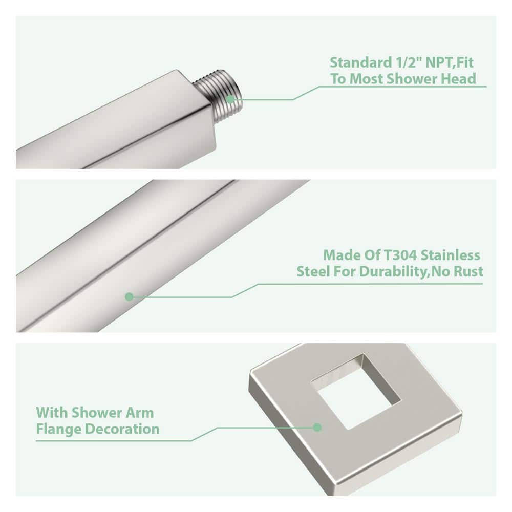 Brushed Nickel Ceiling Mount Straight Shower Arm